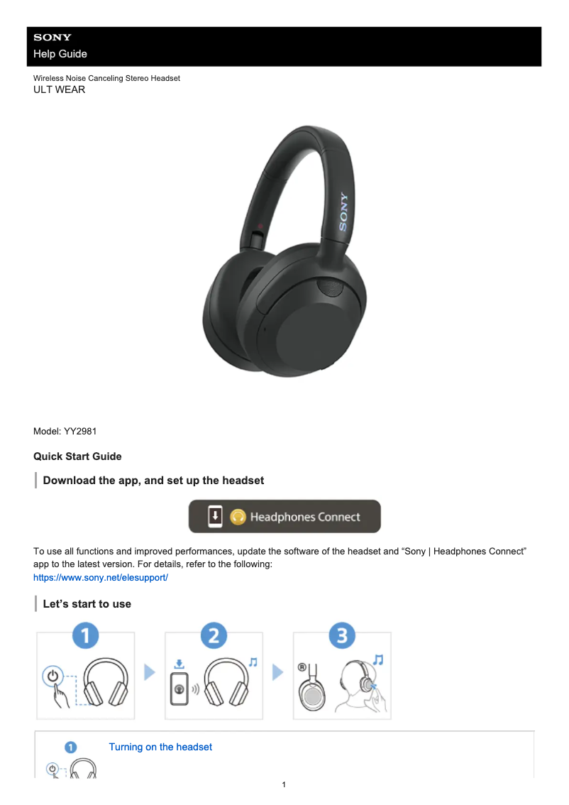 Imagen de la primera página del manual del dispositivo ULT WEAR YY2981