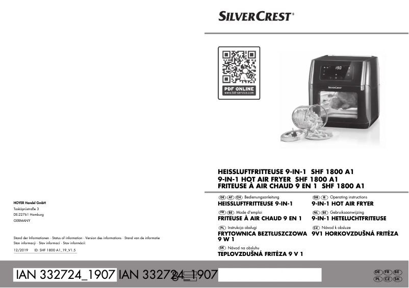 Imagen de la primera página del manual del dispositivo SHF 1800 A1