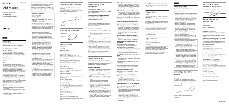 Página nº 1 - Manual de usuario Sony SMU-S1