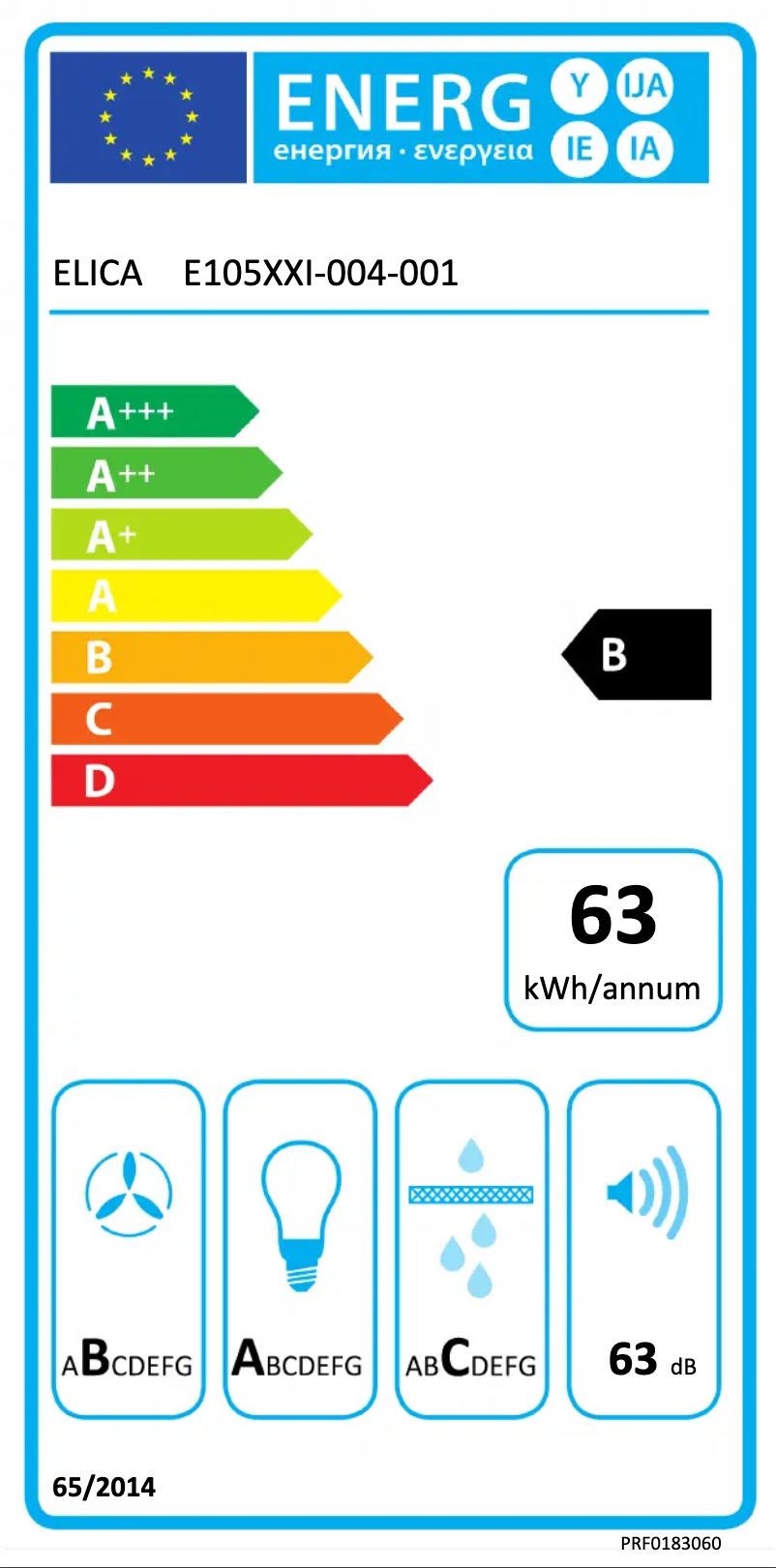 Página 1 del manual Etiqueta energética Elica ZENITH PRF0183060