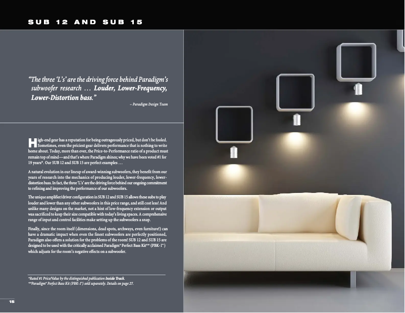 Imagen de la primera página del manual del dispositivo Studio SUB 15