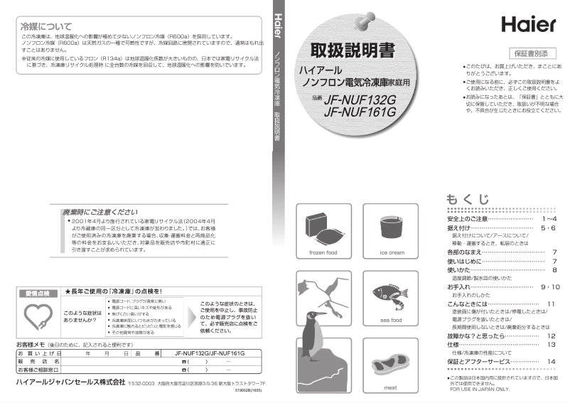 Página 1 del manual Manual de usuario Haier JF-NUF132G