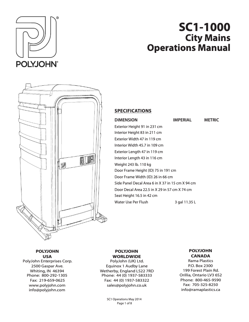 Imagen de la primera página del manual del dispositivo SC1-1011