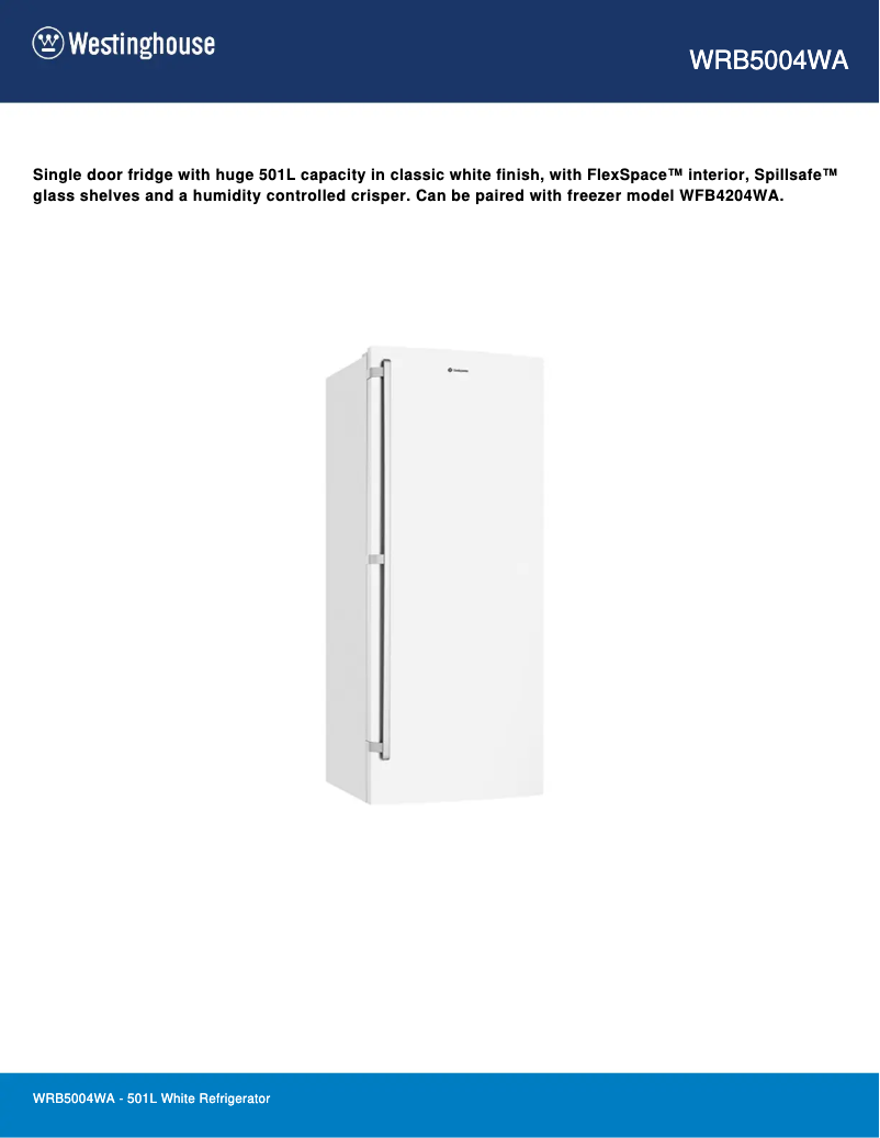 Imagen de la primera página del manual del dispositivo WRB5004WA