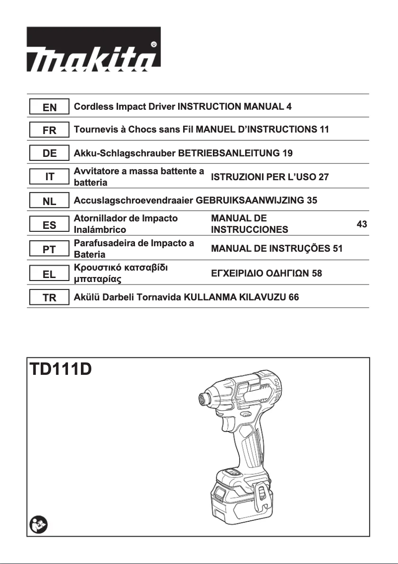 Página 1 del manual Manual de usuario Makita TD111D