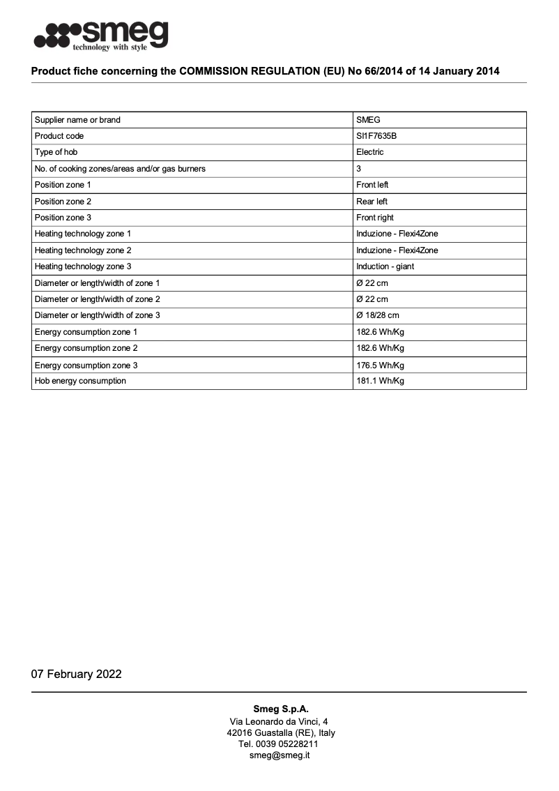 Página 1 del manual Folleto Smeg SI1F7635B