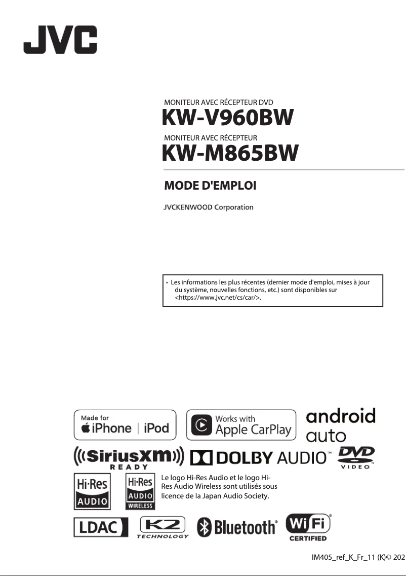 Imagen de la primera página del manual del dispositivo KW-V960BW