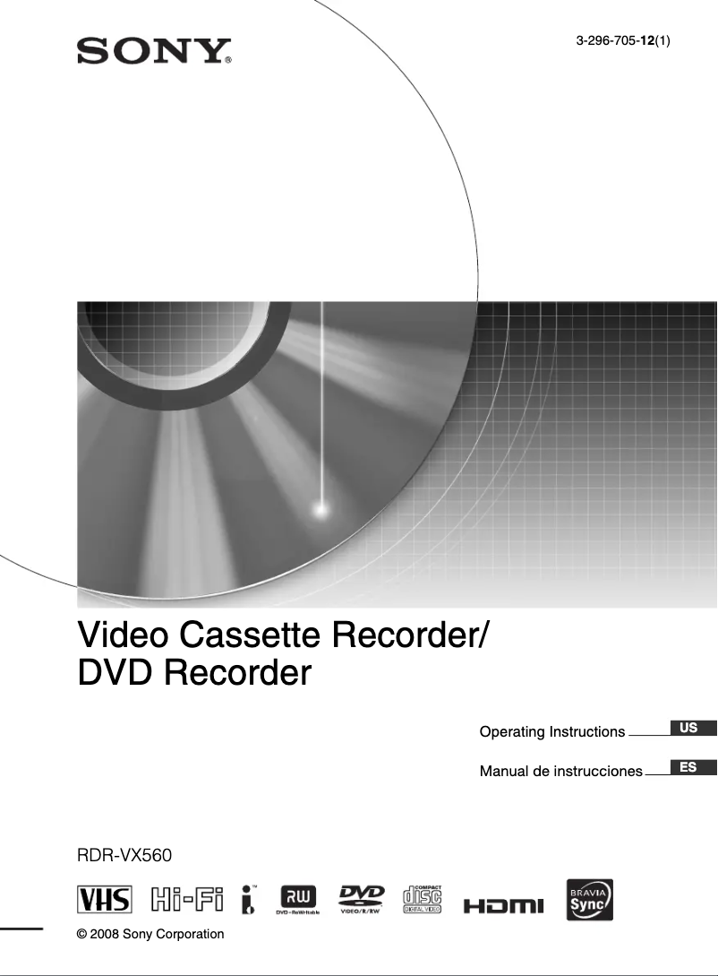 Imagen de la primera página del manual del dispositivo RDR-VX560