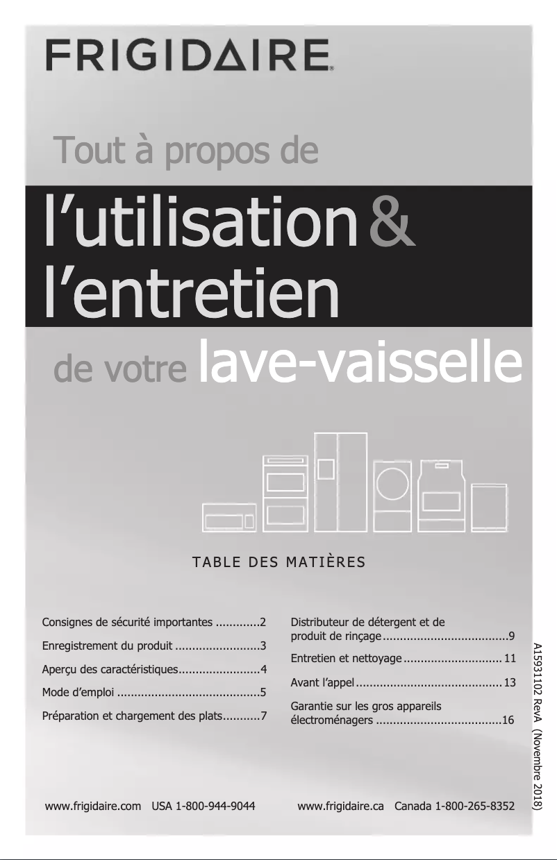 Imagen de la primera página del manual del dispositivo FFBD1831UW