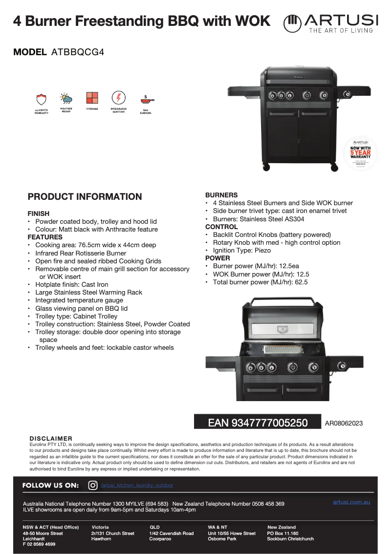 Página nº 1 - Ficha técnica Artusi ATBBQCG4