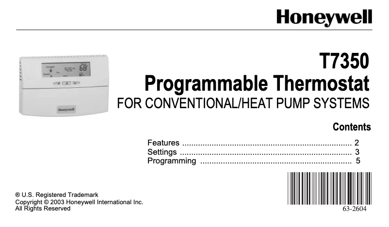 Página 1 del manual Manual de usuario Honeywell T7350