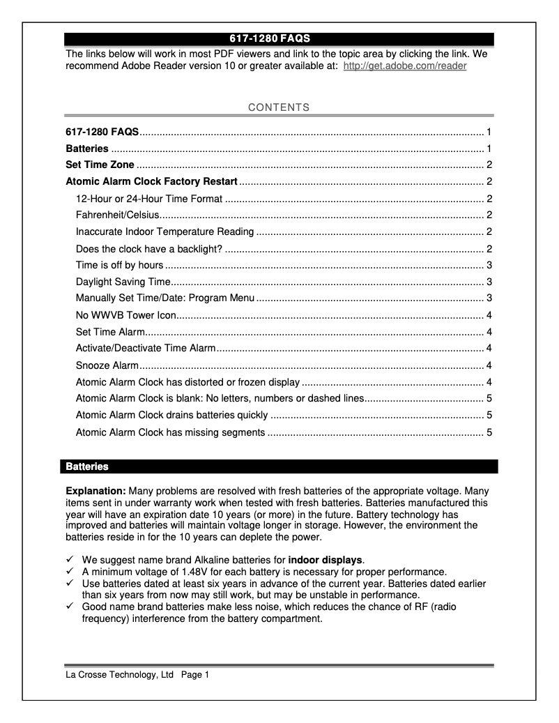 Página nº 1 - Preguntas frecuentes La Crosse Technology 617-1280