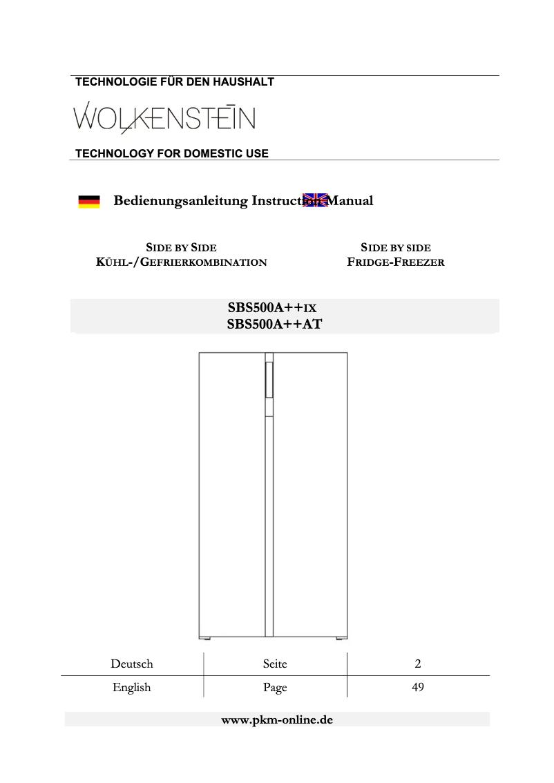 Página 1 del manual Manual de usuario Wolkenstein SBS500A++AT
