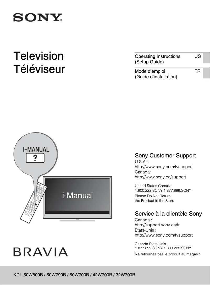 Imagen de la primera página del manual del dispositivo Bravia KDL-50W800B