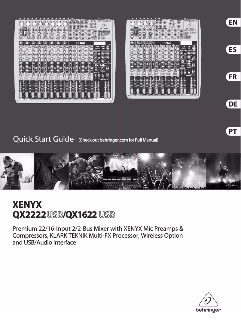 Imagen de la primera página del manual del dispositivo XENYX QX1622USB