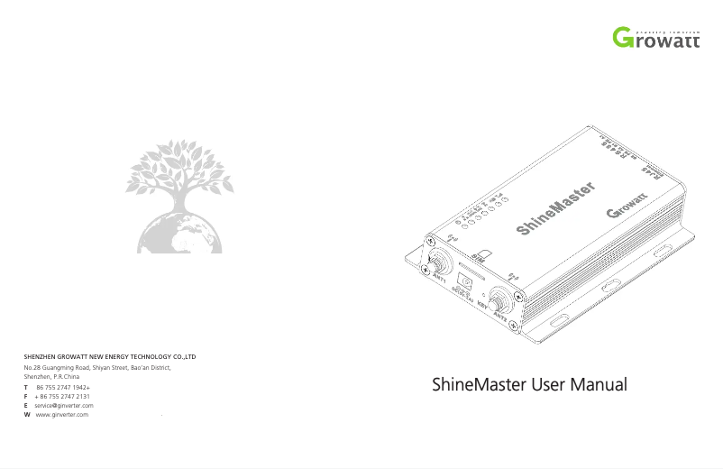 Imagen de la primera página del manual del dispositivo Shine Master