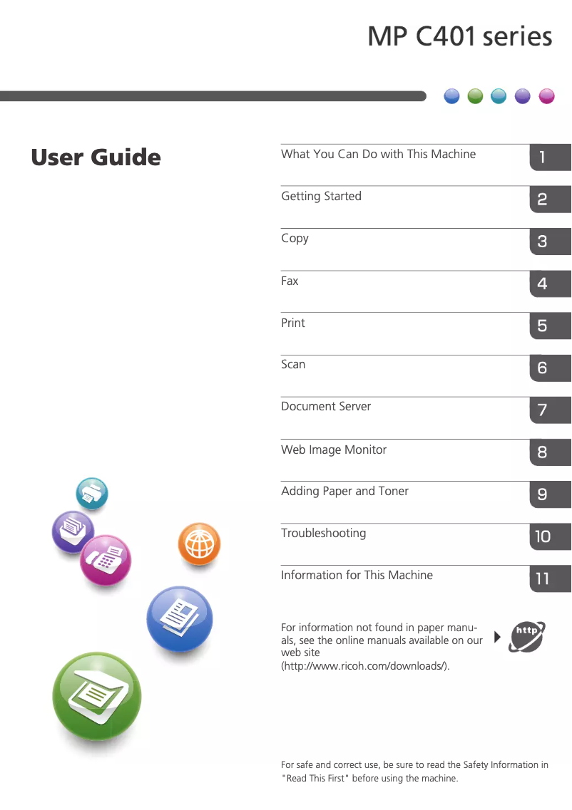 Página 1 del manual Manual de usuario Ricoh MP C401SP