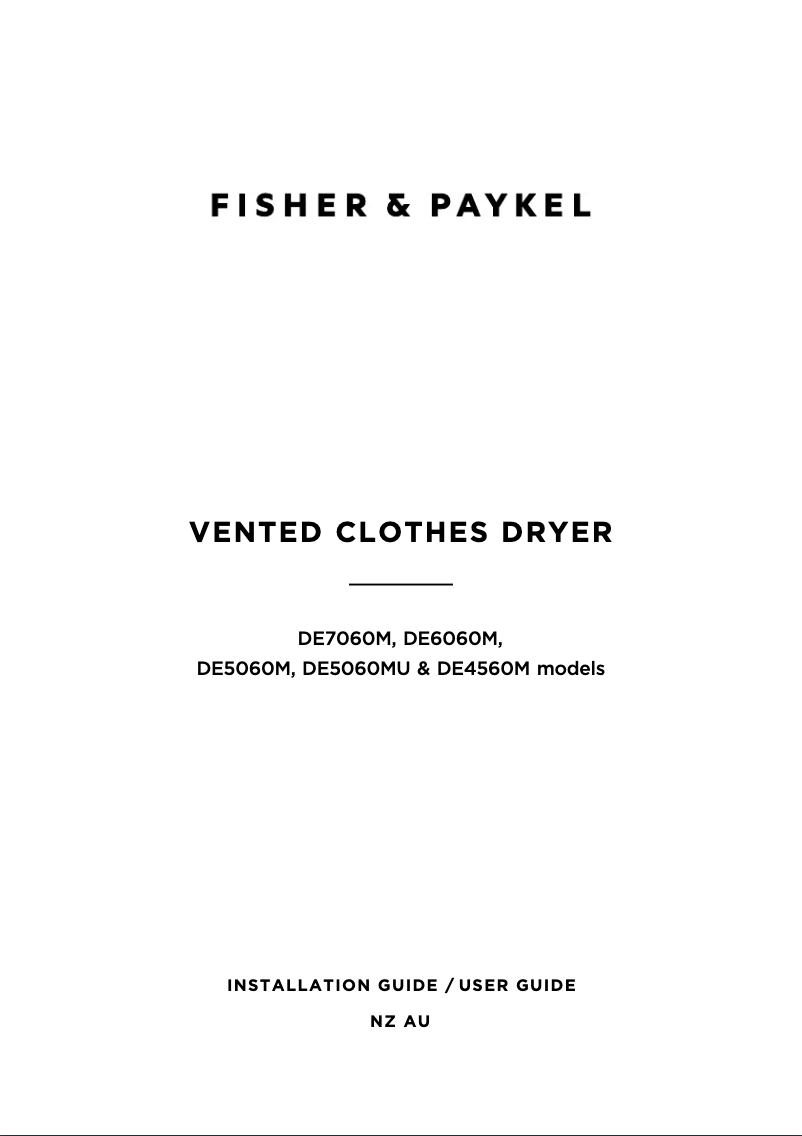 Página 1 del manual Manual de usuario Fisher & Paykel DE6060M1