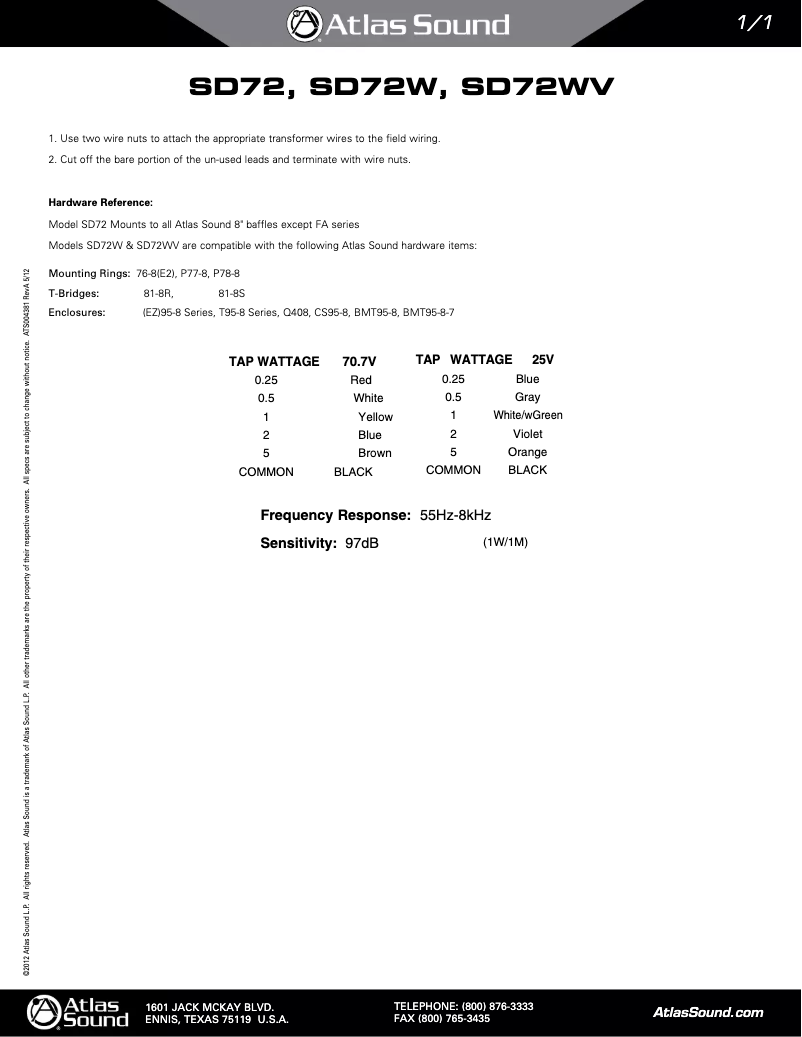 Imagen de la primera página del manual del dispositivo SD72WV