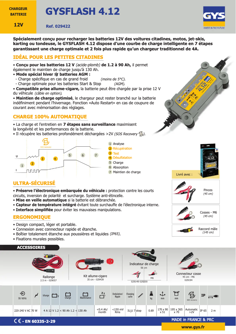 Página 1 del manual Ficha técnica GYS Gysflash 4.12