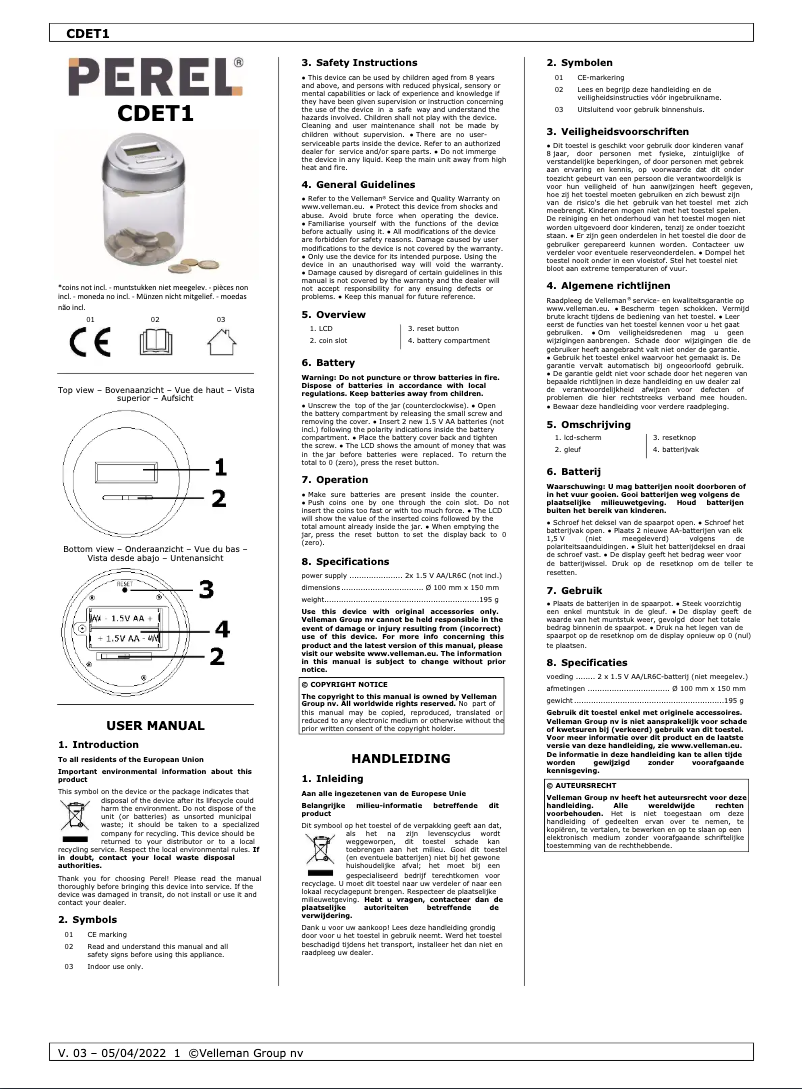 Imagen de la primera página del manual del dispositivo CDET1