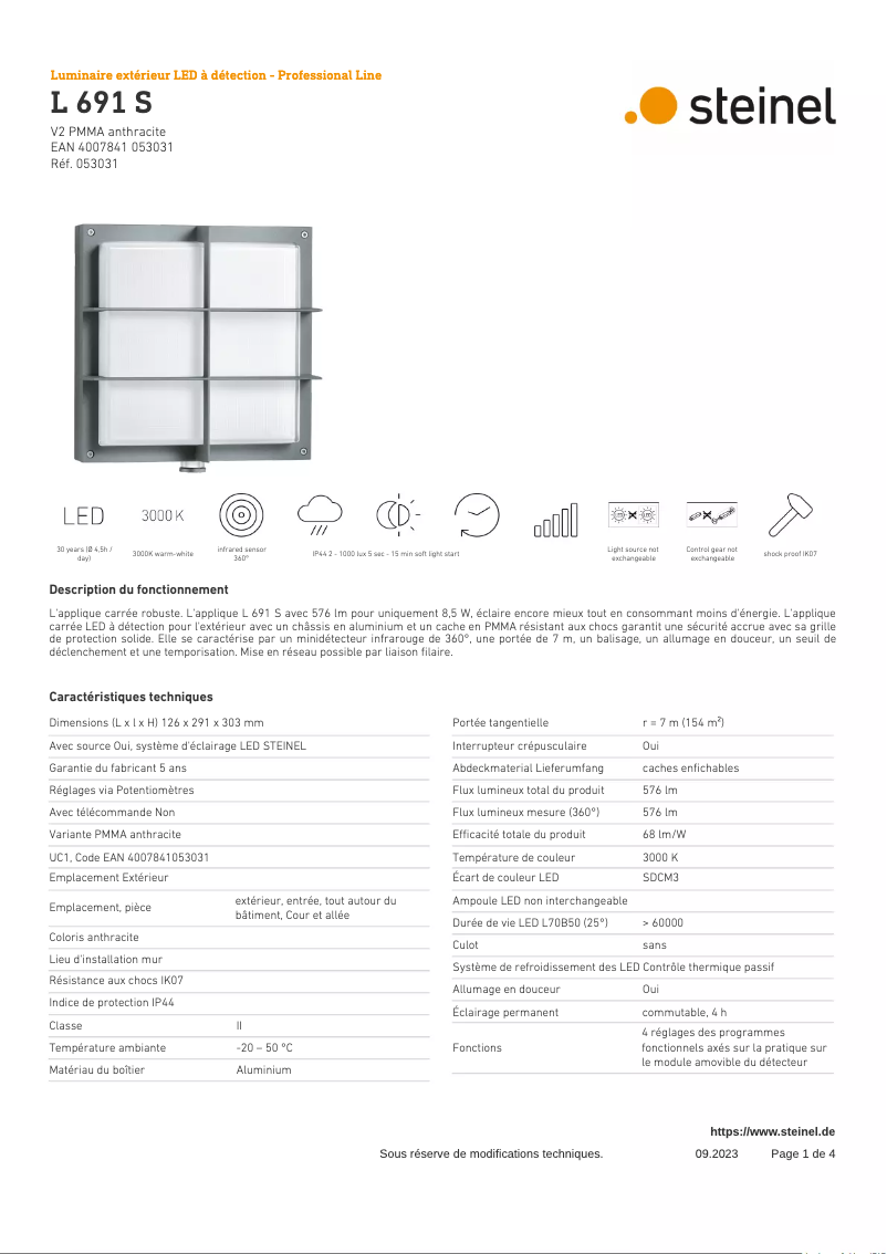 Página nº 1 - Ficha técnica Steinel L 691 S