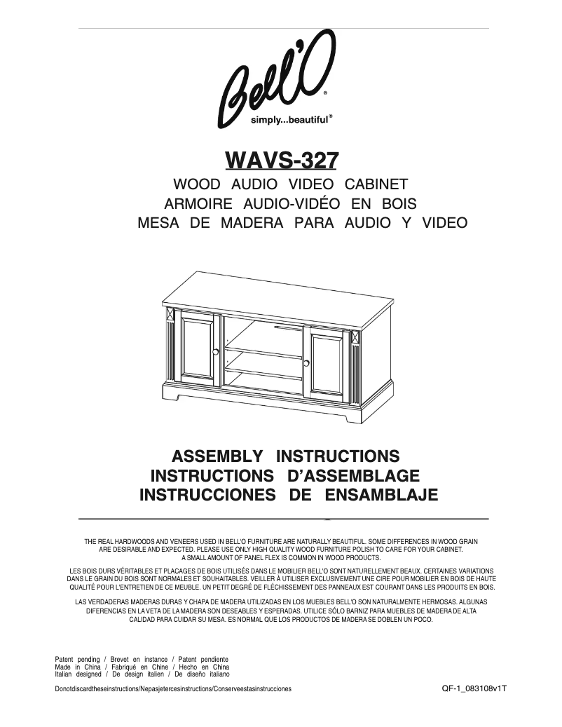 Página 1 del manual Manual de usuario Bell'O WAVS-327