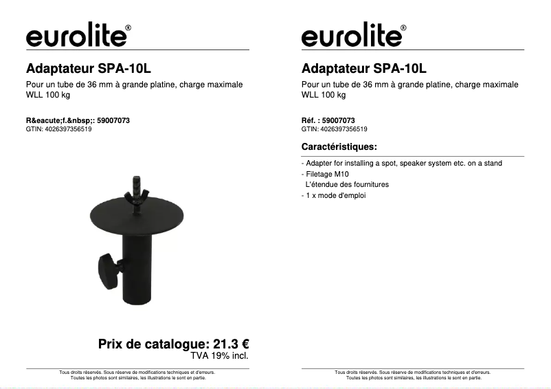 Imagen de la primera página del manual del dispositivo SPA-10L