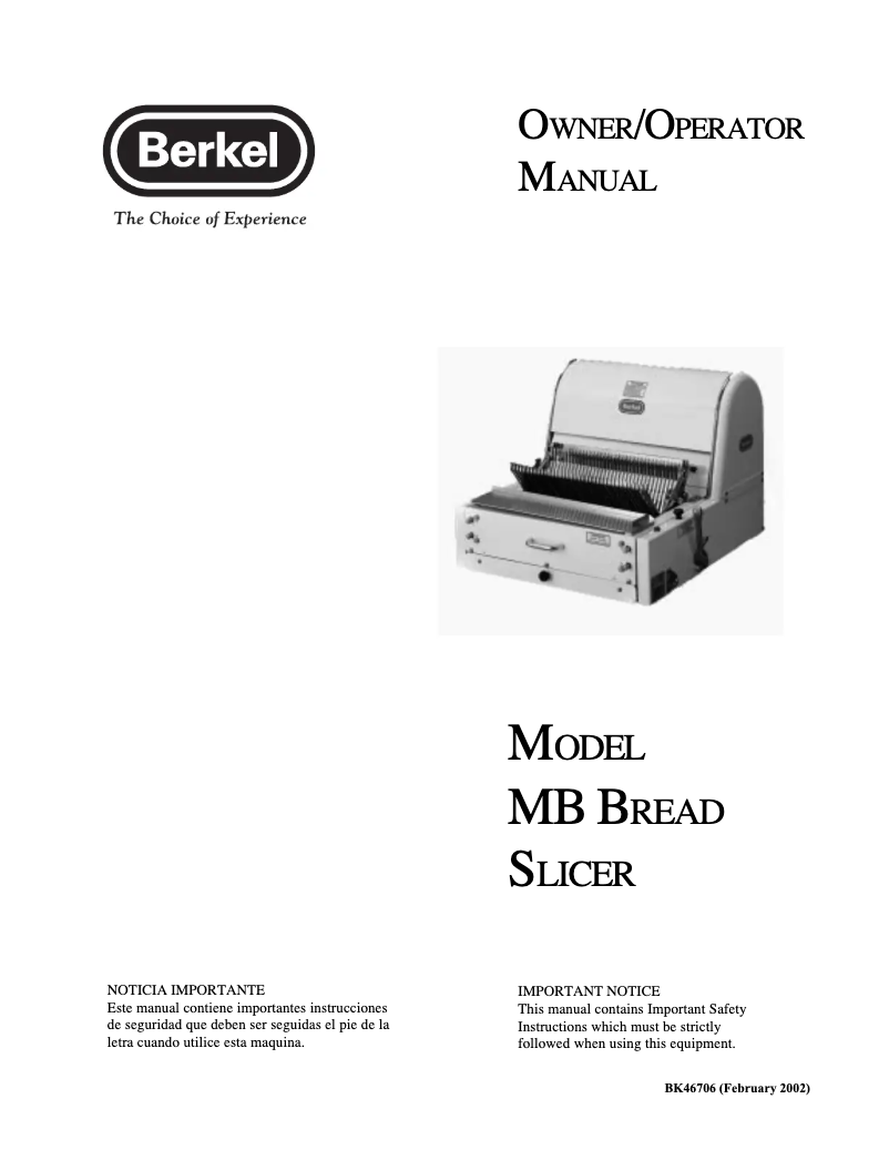 Página 1 del manual Manual de usuario Berkel MB7