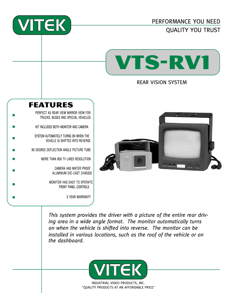 Página 1 del manual Manual de usuario Vitek VTS-RV1