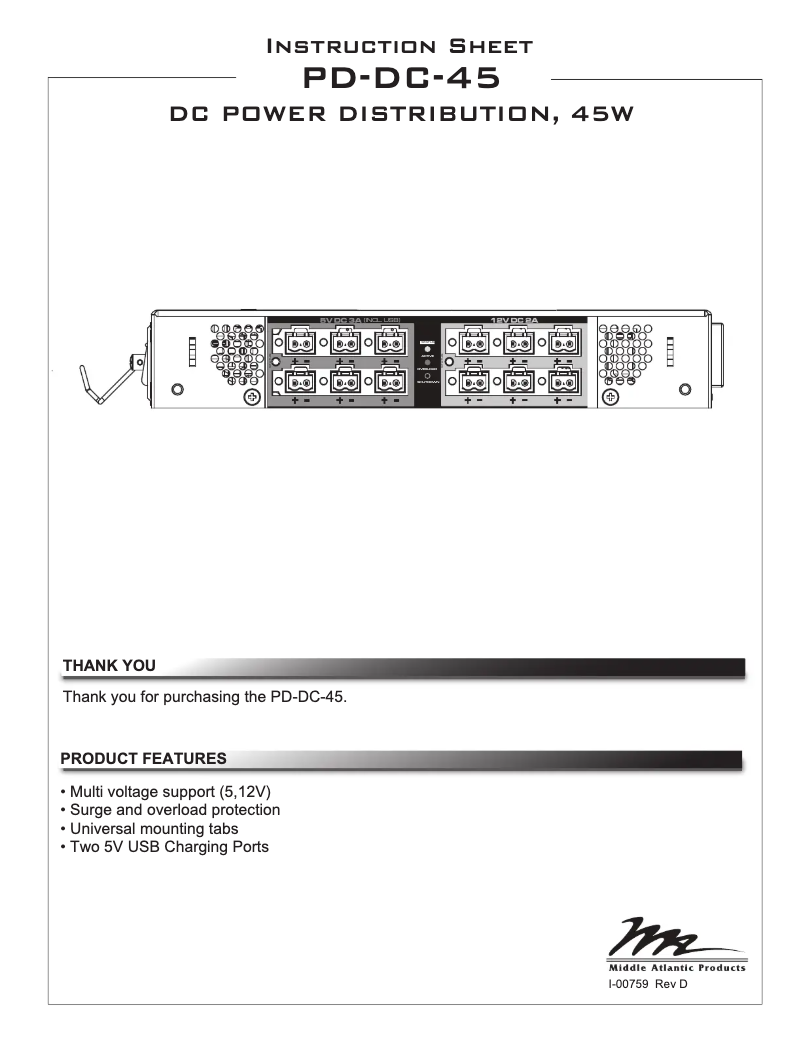 Imagen de la primera página del manual del dispositivo PD-DC-45
