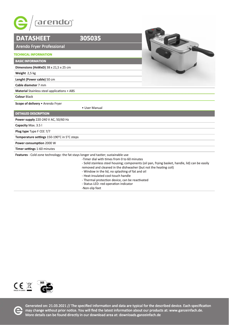 Imagen de la primera página del manual del dispositivo 305035