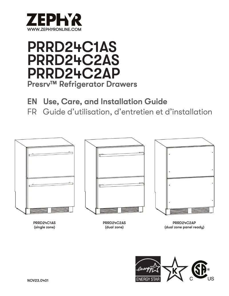 Página 1 del manual Manual de usuario Zephyr Presrv PRRD24C2AS