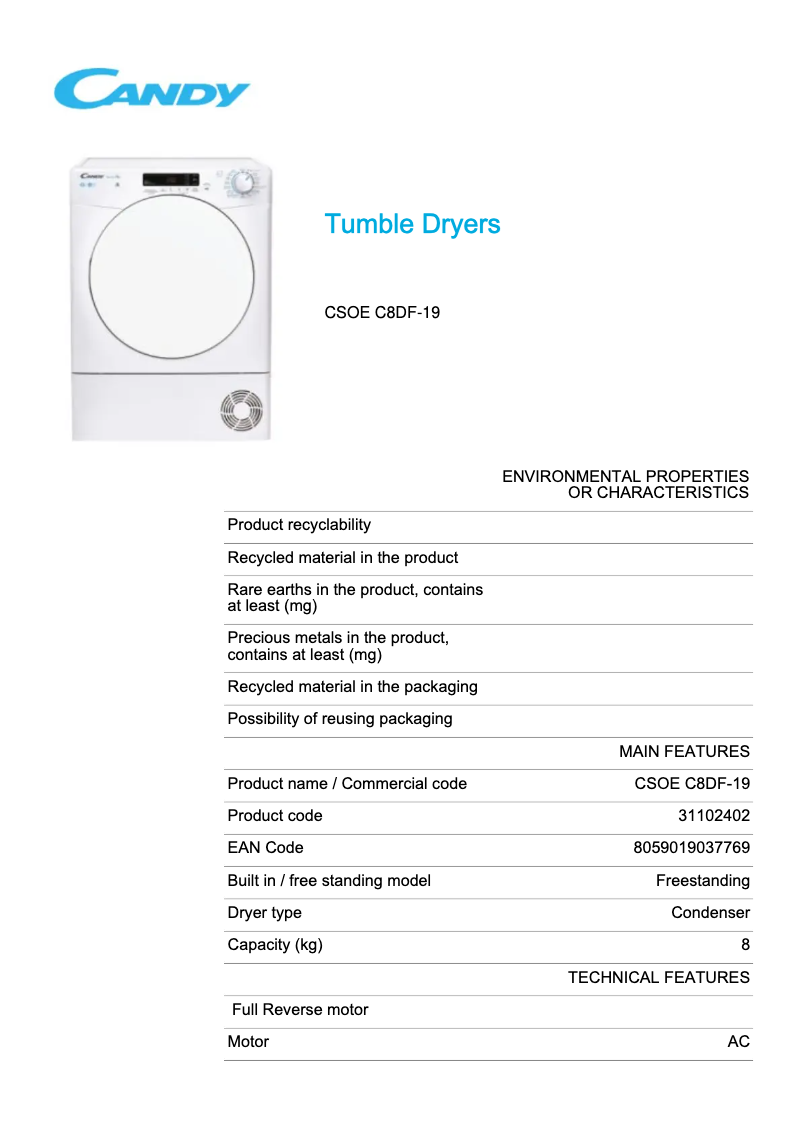 Imagen de la primera página del manual del dispositivo CSOE C8DF-19