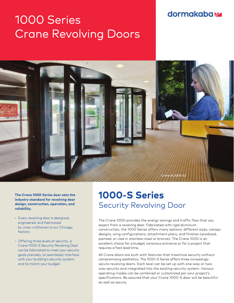 Página 1 del manual Manual de usuario Dormakaba Crane 1000-S