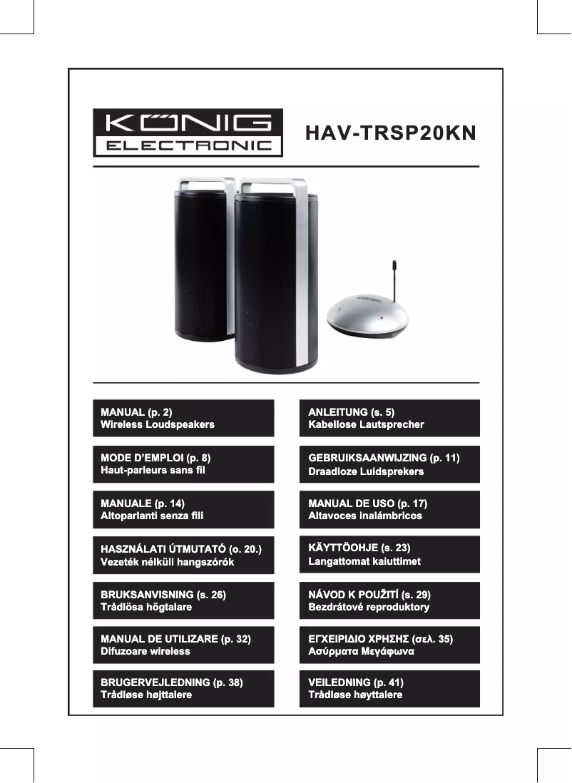 Página 1 del manual Manual de usuario Konig HAV-TRSP20KN