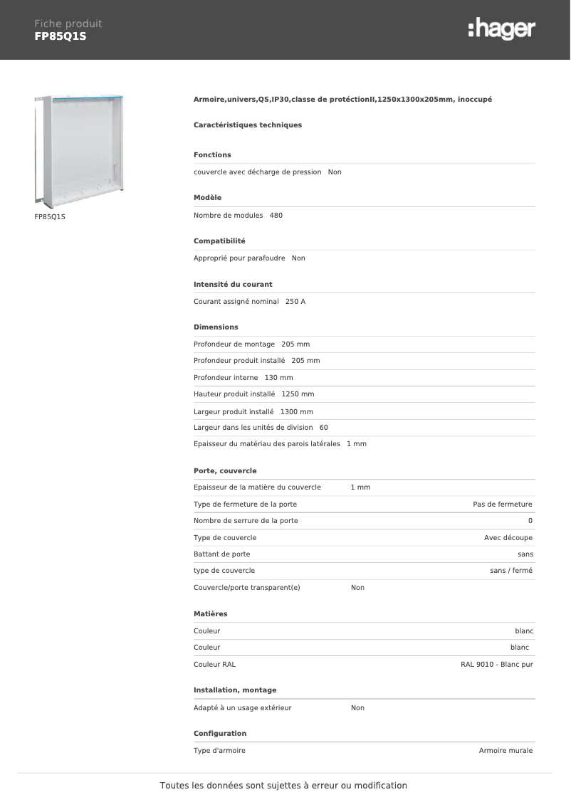 Imagen de la primera página del manual del dispositivo FP85Q1S