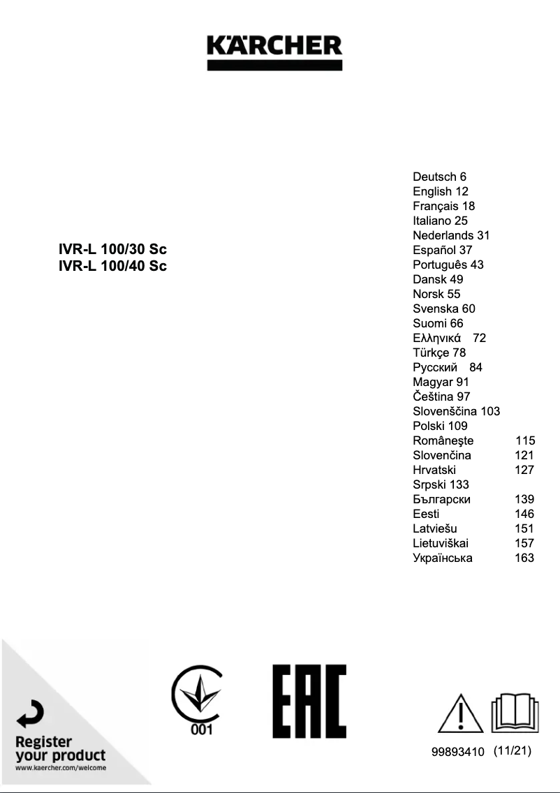Imagen de la primera página del manual del dispositivo IVR-L 100/40 Sc
