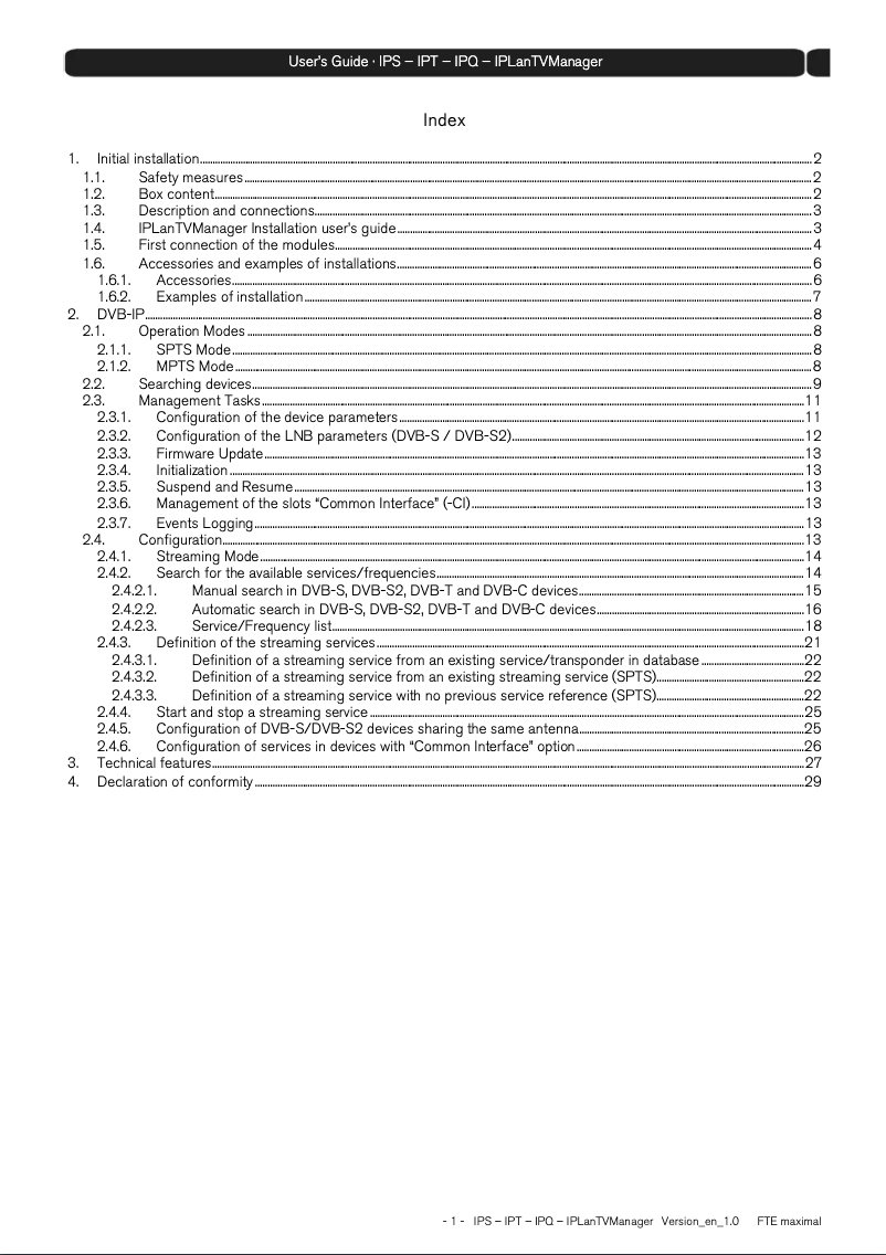 Imagen de la primera página del manual del dispositivo IPT 310 CI