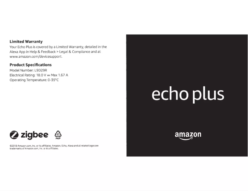 Imagen de la primera página del manual del dispositivo Echo Plus