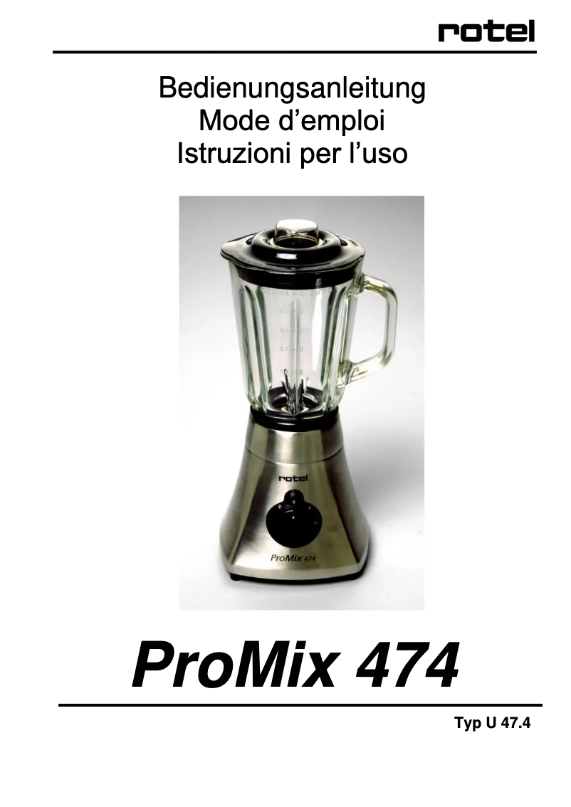 Página 1 del manual Manual de usuario Rotel ProMix 474