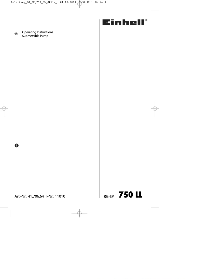 Página nº 1 - Manual de usuario Einhell RG-SP 750 LL