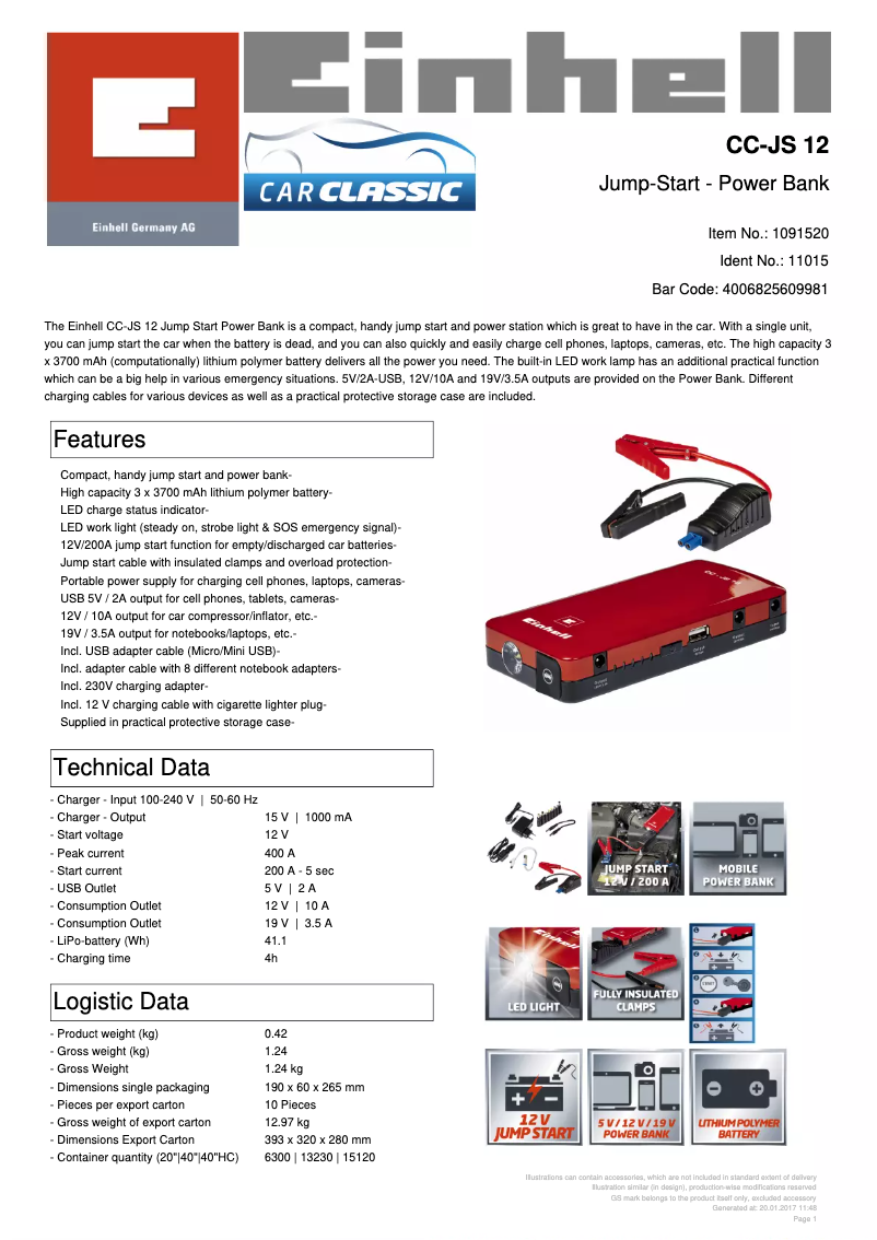 Página nº 1 - Ficha técnica Einhell CC-JS 12