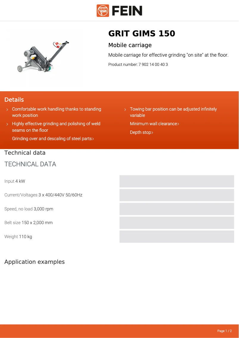 Imagen de la primera página del manual del dispositivo GRIT GIMS 150