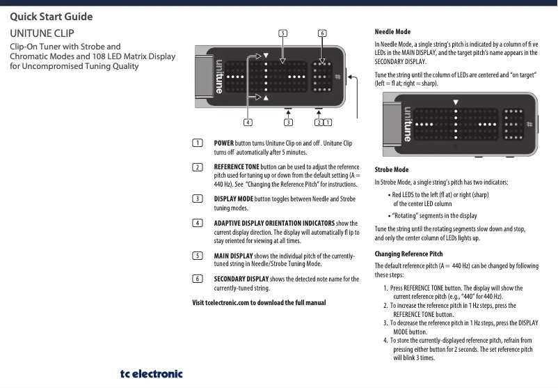 Página 1 del manual Manual de usuario TC Electronic UniTune Clip