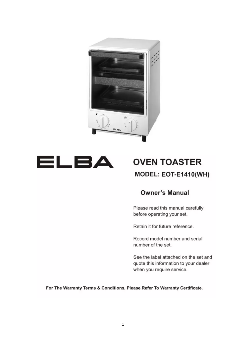 Página 1 del manual Manual de usuario Elba EOT-E1410(WH)