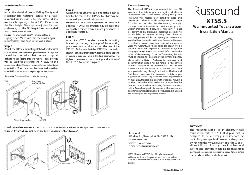 Página 1 del manual Manual de usuario Russound XTS5.5