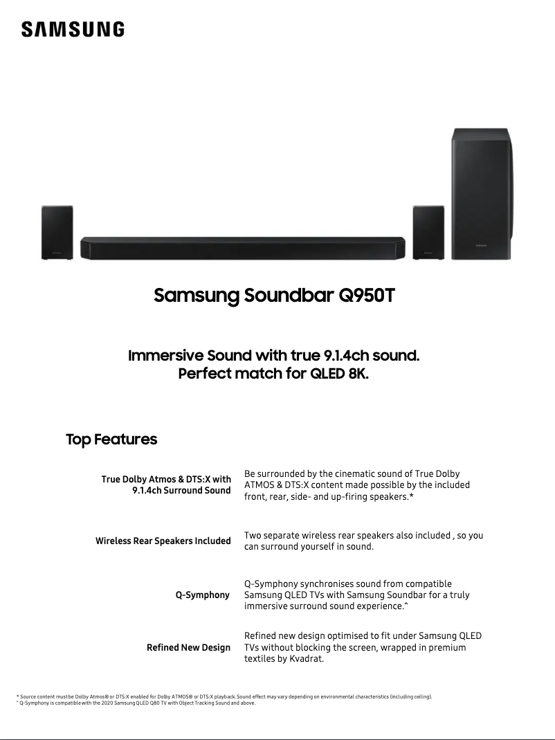 Página 1 del manual Ficha técnica Samsung HW-Q950T
