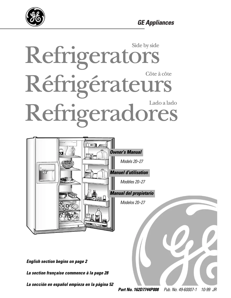 Página 1 del manual Manual de uso y mantenimiento GE TFX26CRDBB