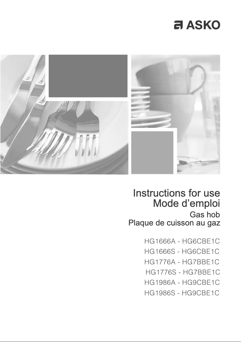 Página nº 1 - Manual de usuario Asko HG1986AD